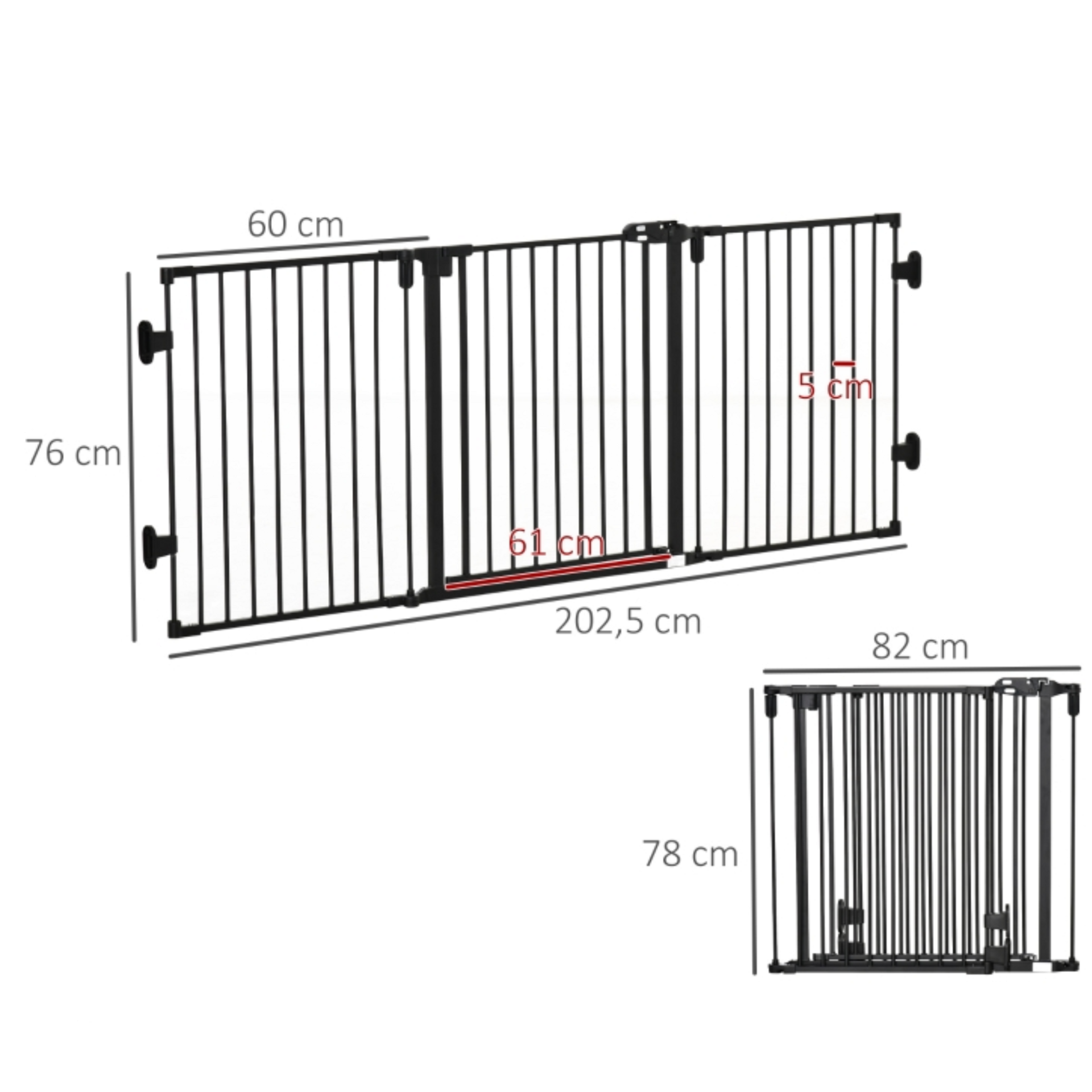 Stevig zwart haardscherm 203x76 cm – optimale vonkenbescherming voor je open haard