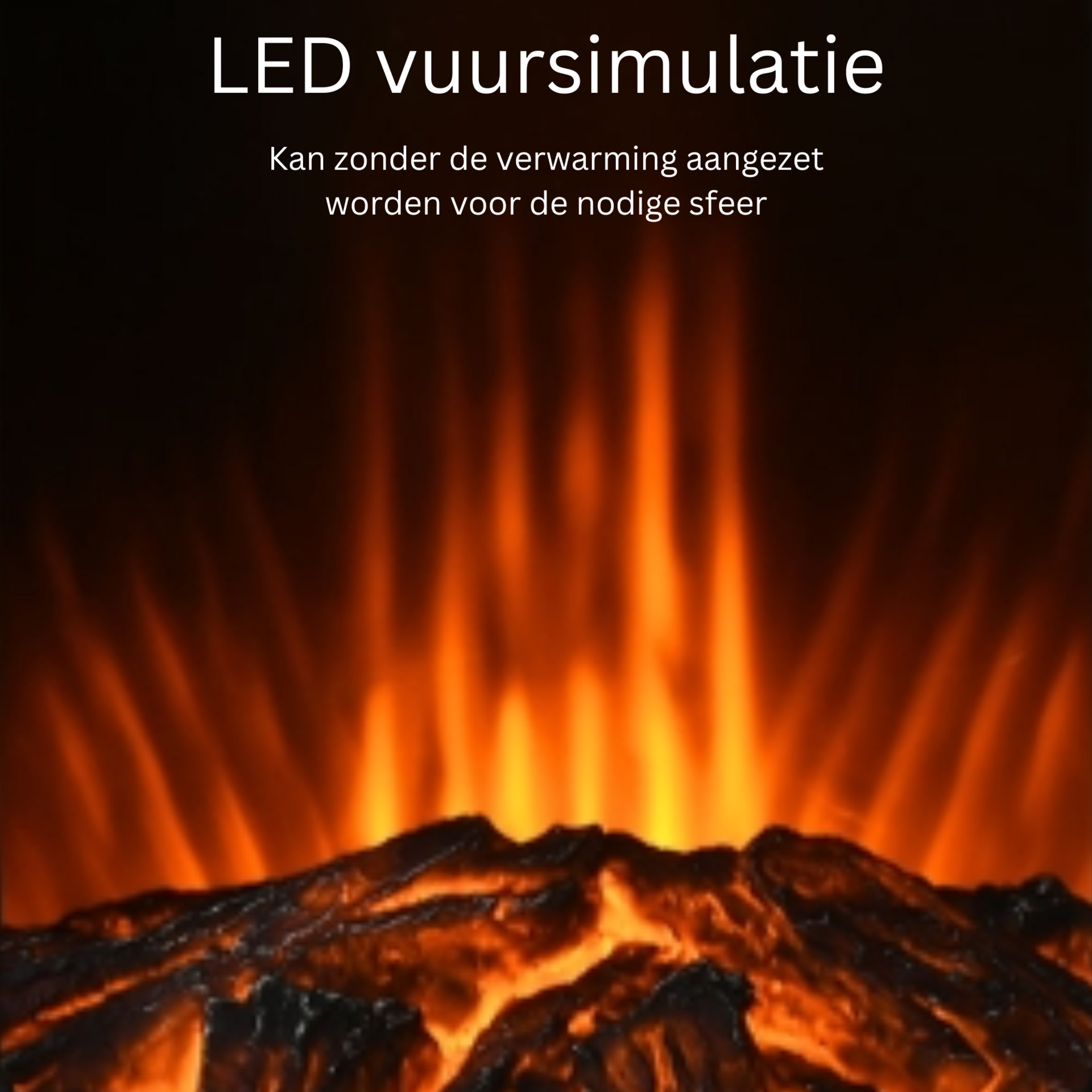 Vrijstaande elektrische sfeerhaard 2000W met zijruiten – stijlvolle warmte en gezelligheid