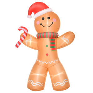 Grote opblaasbare Gingerbread Man met LED-lamp kerstdecoratie 170 cm voor sfeervolle binnen- en buitendecoratie