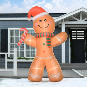 Grote opblaasbare Gingerbread Man met LED-lamp kerstdecoratie 170 cm voor sfeervolle binnen- en buitendecoratie