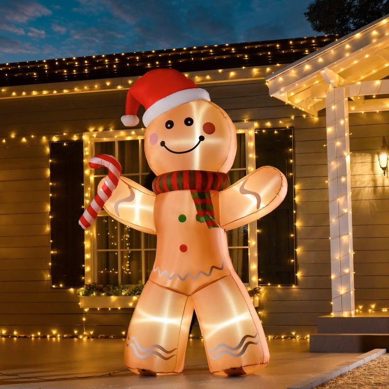 Grote opblaasbare Gingerbread Man met LED-lamp kerstdecoratie 170 cm