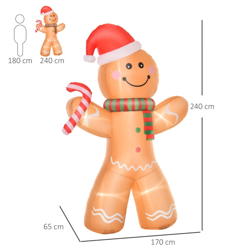 Grote opblaasbare Gingerbread Man met LED-lamp kerstdecoratie 170 cm