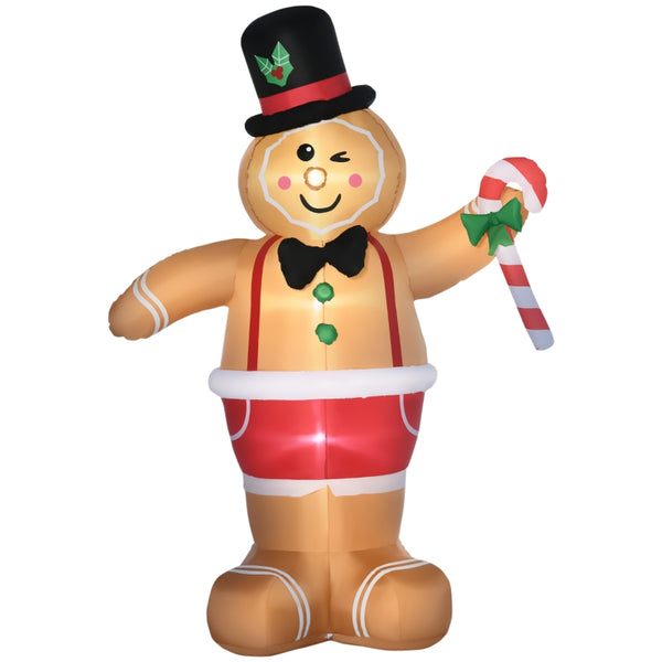 Opblaasbare Gingerbread Man LED kerstdecoratie voor buiten 175 cm