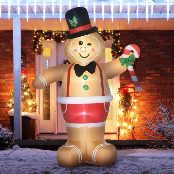 Opblaasbare Gingerbread Man LED kerstdecoratie voor buiten 175 cm