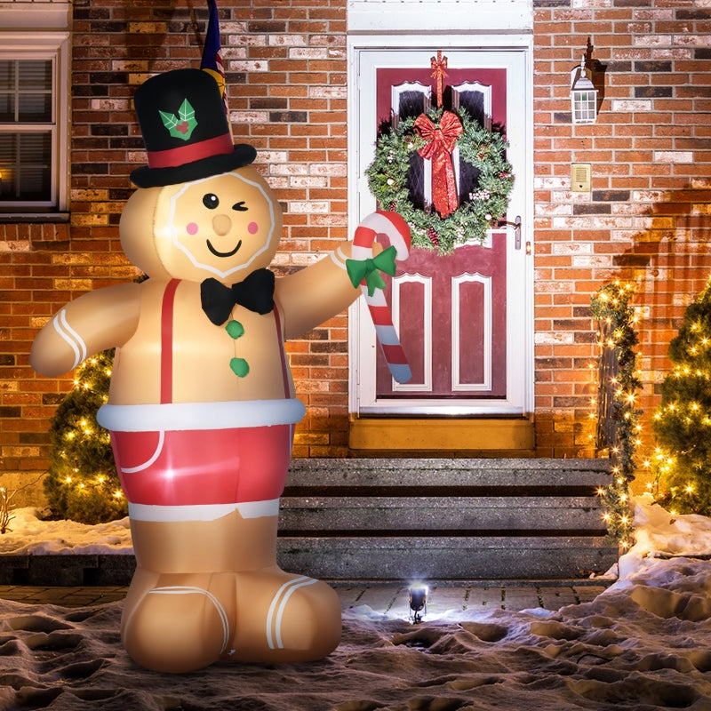 Opblaasbare Gingerbread Man LED kerstdecoratie voor buiten 175 cm