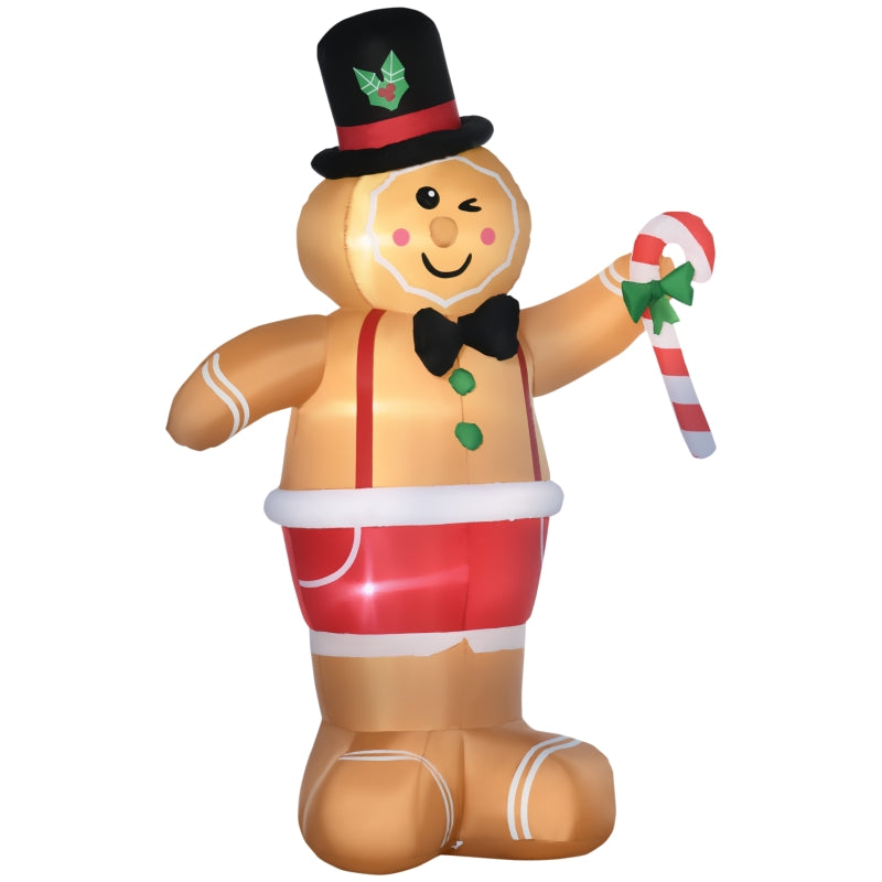 Opblaasbare Gingerbread Man LED kerstdecoratie voor buiten 175 cm