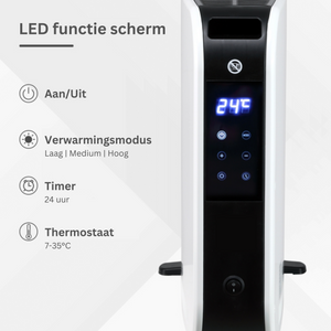 2180 watt convectorkachel met thermostaat – LED scherm met aan/uit, verwarmingsmodus, timer en instelbare temperatuurregeling