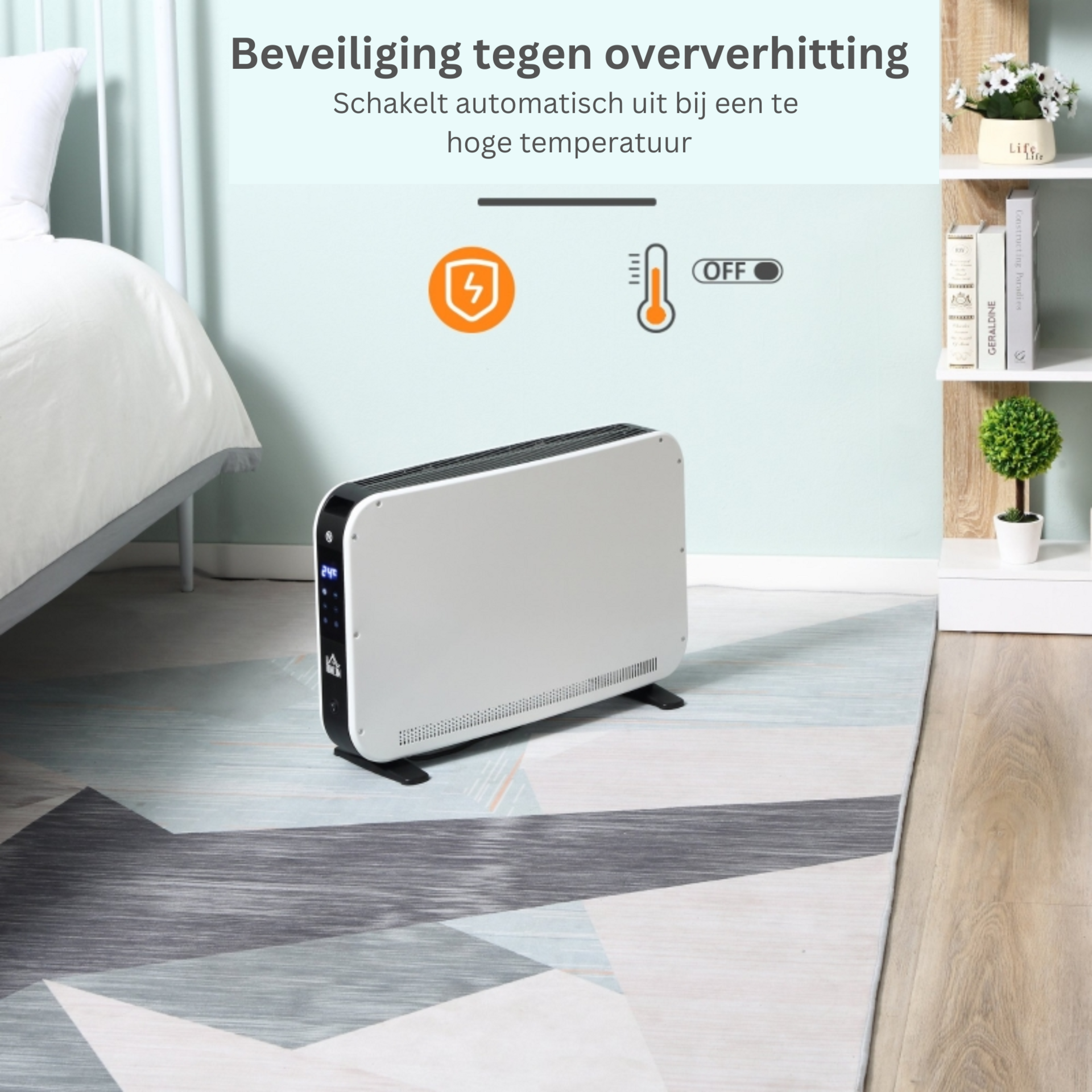 2180 watt convectorkachel met thermostaat – efficiënte en regelbare warmte