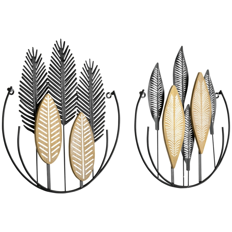 Set van 2 metalen wanddecoraties 40x46 cm in zwart en goud – modern en elegant