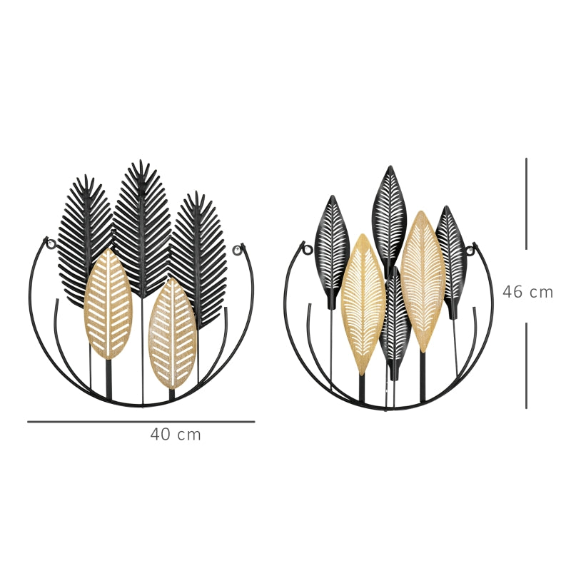 Set van 2 metalen wanddecoraties 40x46 cm in zwart en goud – modern en elegant