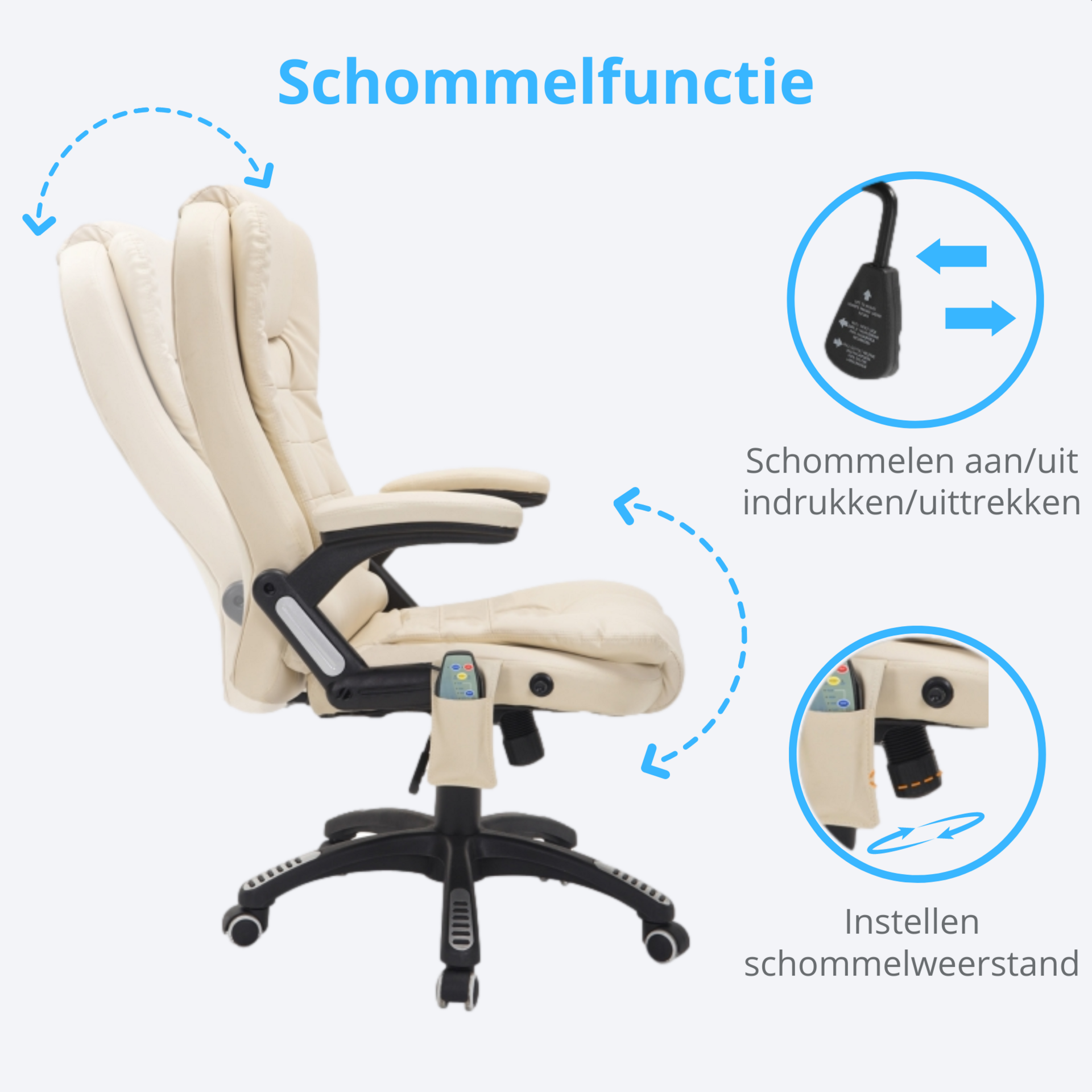 Beige bureaustoel met stoelverwarming en massage – stijlvol en ergonomisch comfort