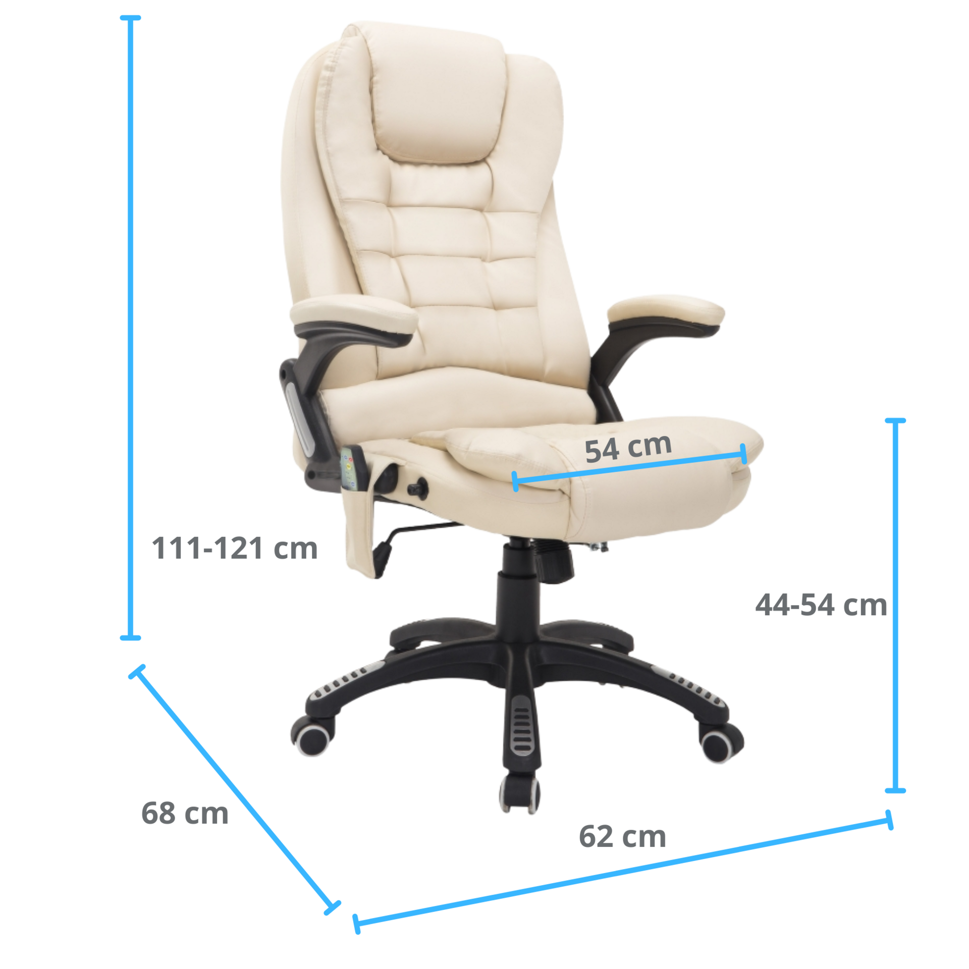 Beige bureaustoel met stoelverwarming en massage – stijlvol en ergonomisch comfort