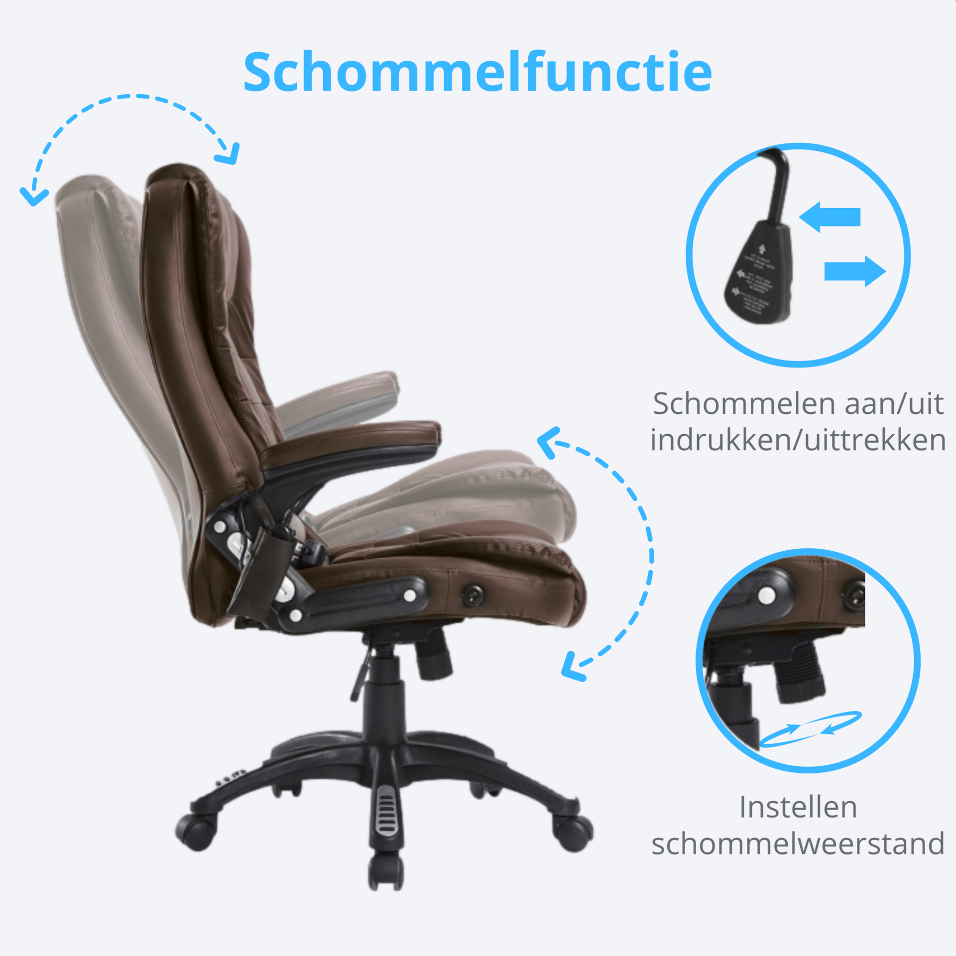 Bruine bureaustoel met stoelverwarming en massage – stijlvol en comfortabel