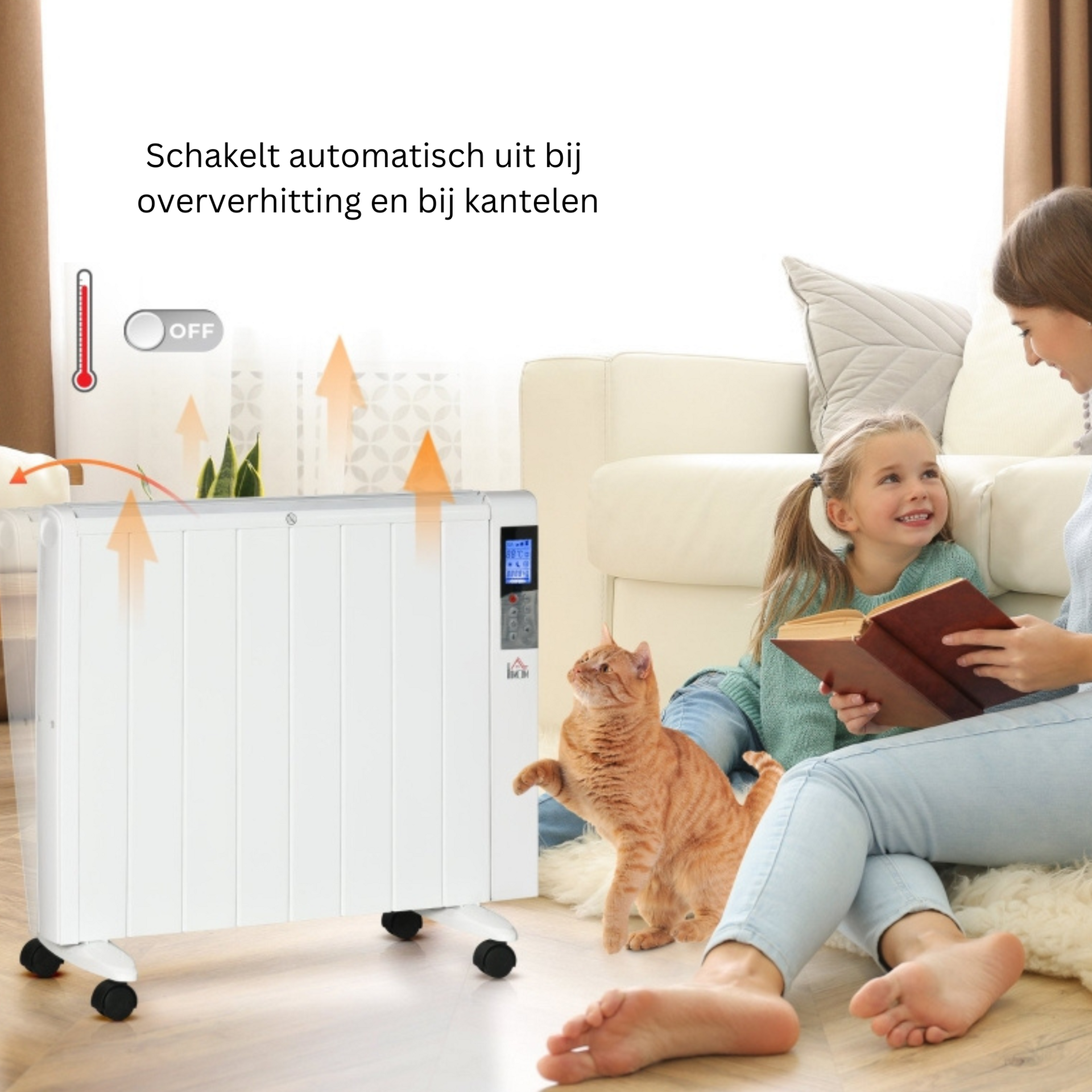 Verrijdbare elektrische radiator met wandmontage-optie – flexibel en efficiënt verwarmen