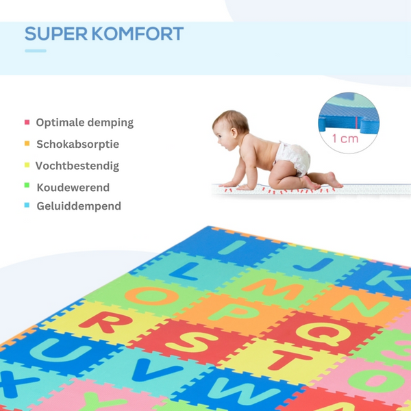 36-delige XXL puzzelmat speelmat 182,5x182,5 cm – zacht en veilig speelplezier