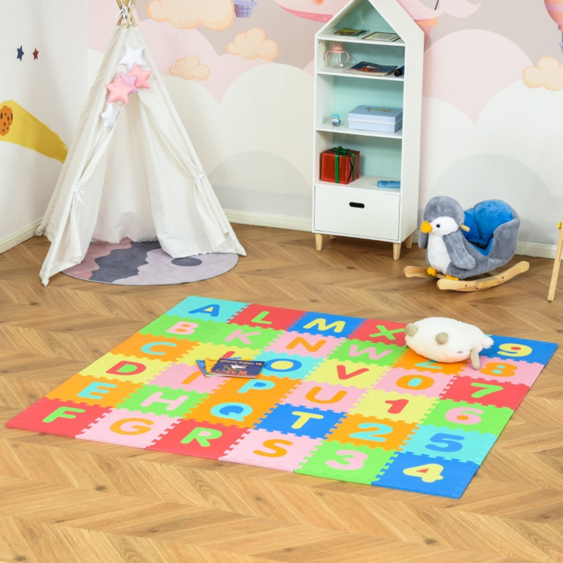 36-delige XXL puzzelmat speelmat 182,5x182,5 cm – zacht en veilig speelplezier