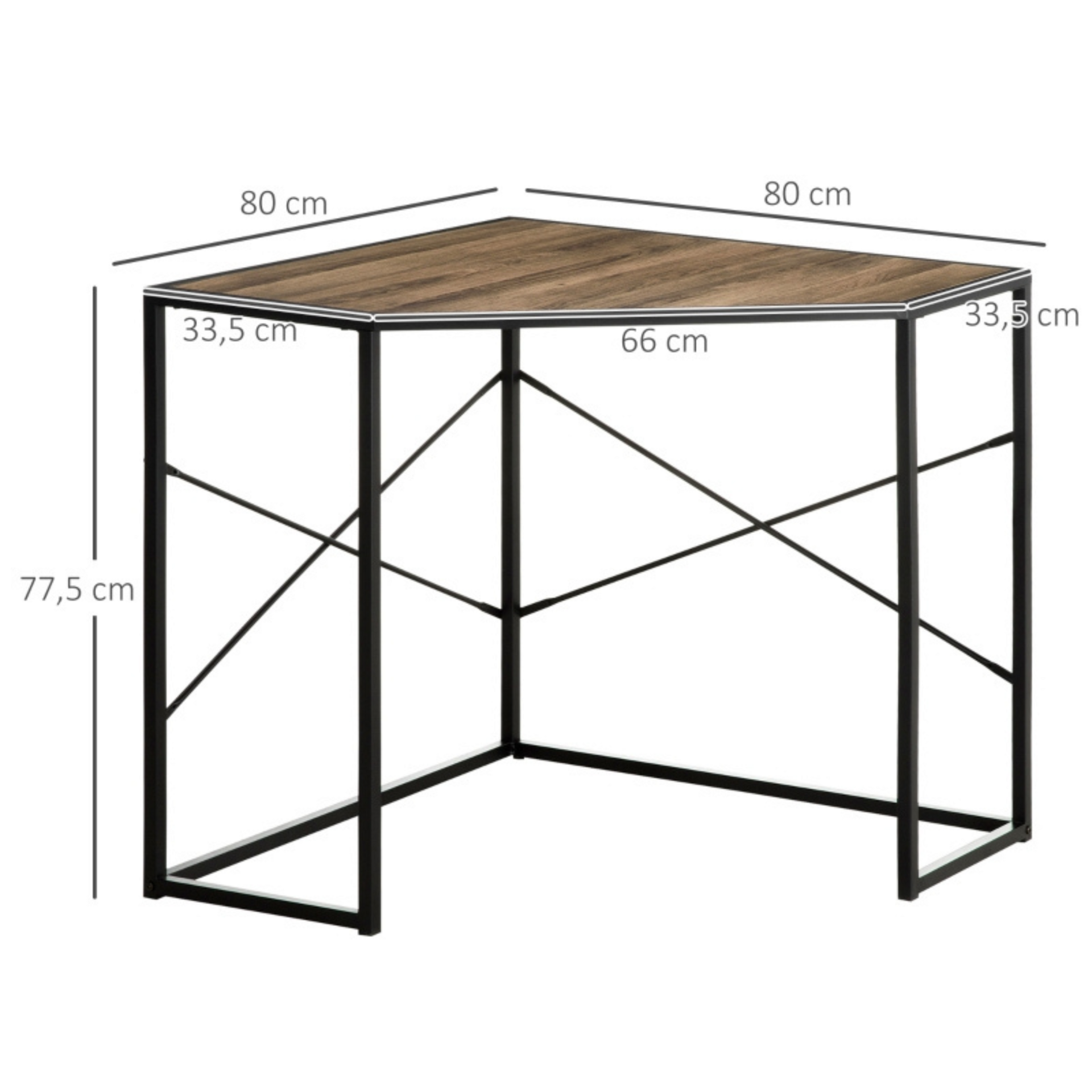 Industrieel compact hoekbureau 80x80x78 cm – praktisch en robuust design