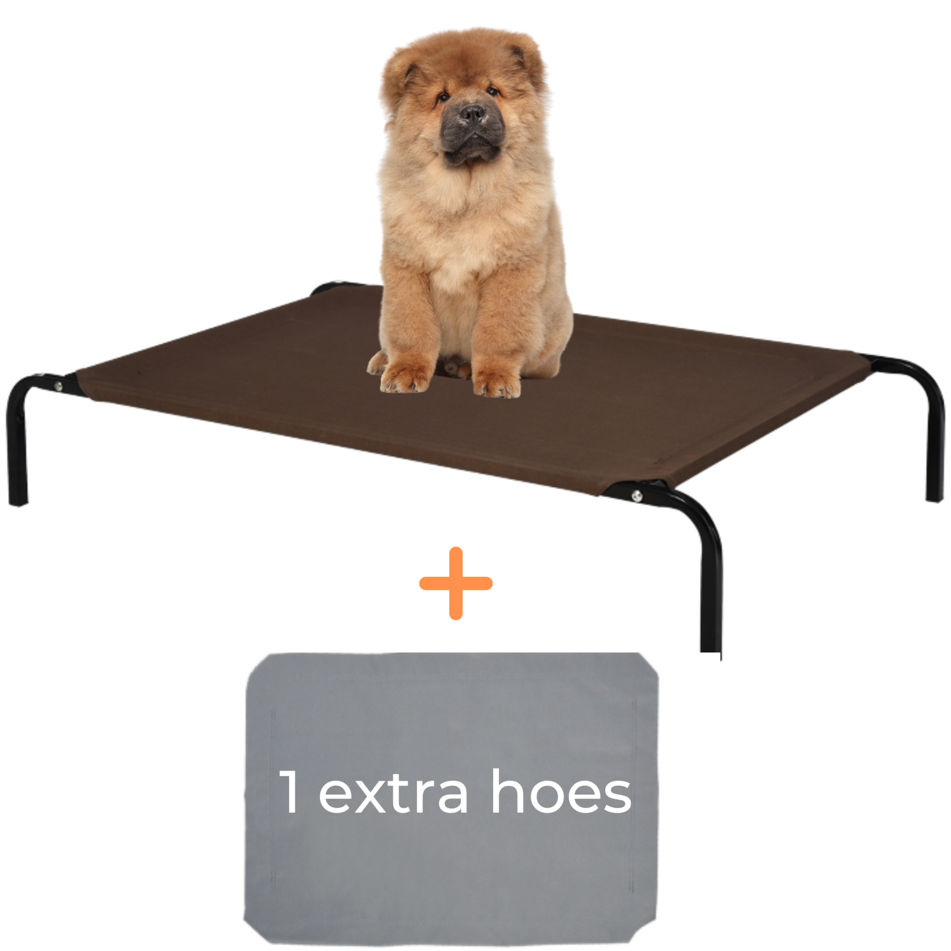 XL hondenbed hondenstretcher met 2 verwisselbare overtrekhoezen grijs/bruin