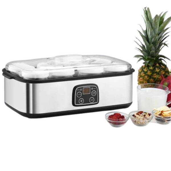 Yoghurtmaker van RVS – met 8 glazen potten voor verse huisgemaakte yoghurt | Zenzee