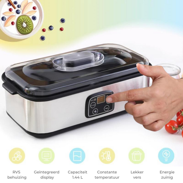 Yoghurtmaker van RVS – met 8 glazen potten voor verse huisgemaakte yoghurt | Zenzee