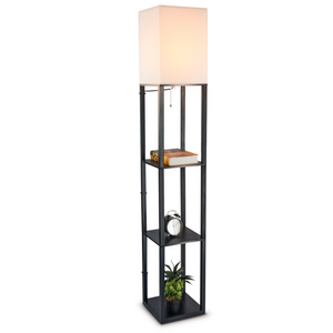 Staande vloerlamp met opbergruimte 26x26x160 cm – functioneel en modern design | Zenzee met drie open planken