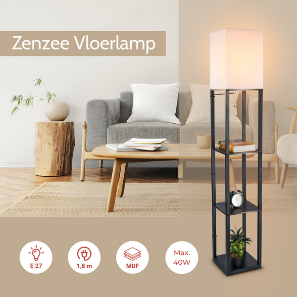 Staande vloerlamp met opbergruimte 26x26x160 cm – functioneel en modern design
