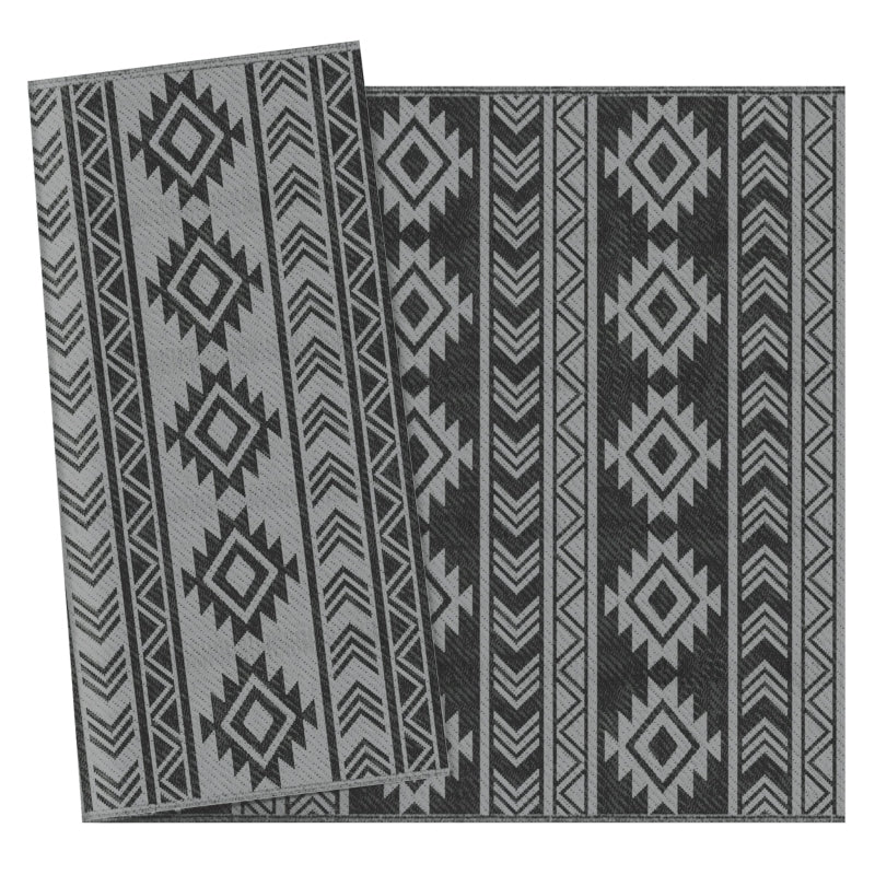 Waterdicht buitentapijt zwart-grijs 182x274 cm – stijlvol en weerbestendig