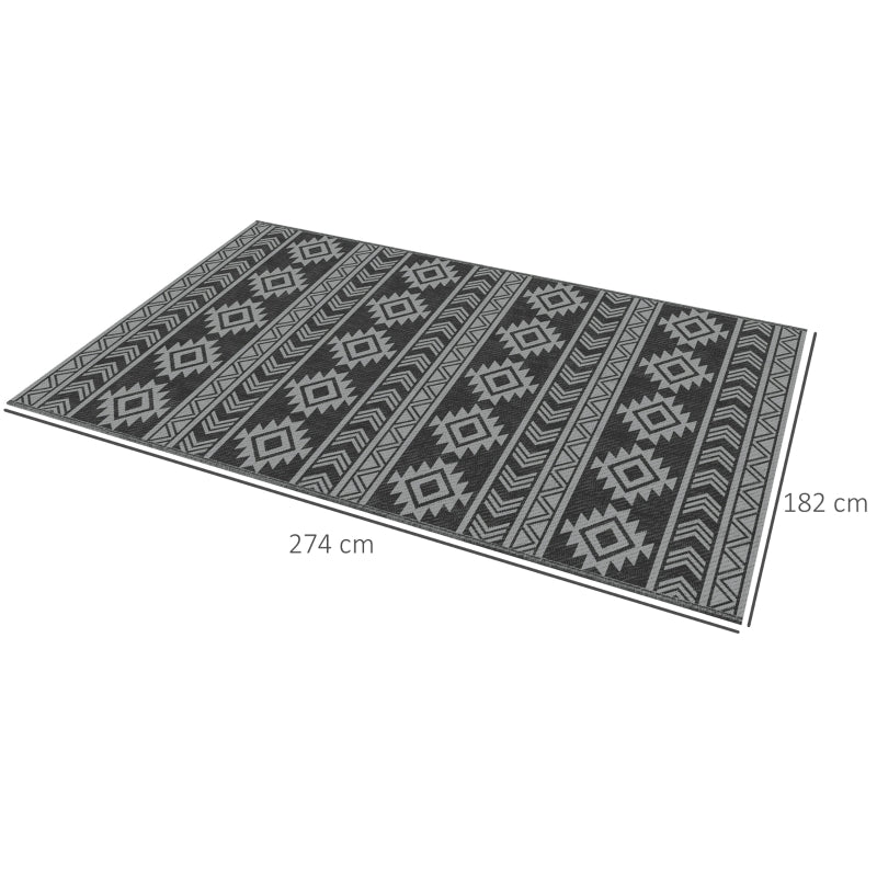 Waterdicht buitentapijt zwart-grijs 182x274 cm – stijlvol en weerbestendig