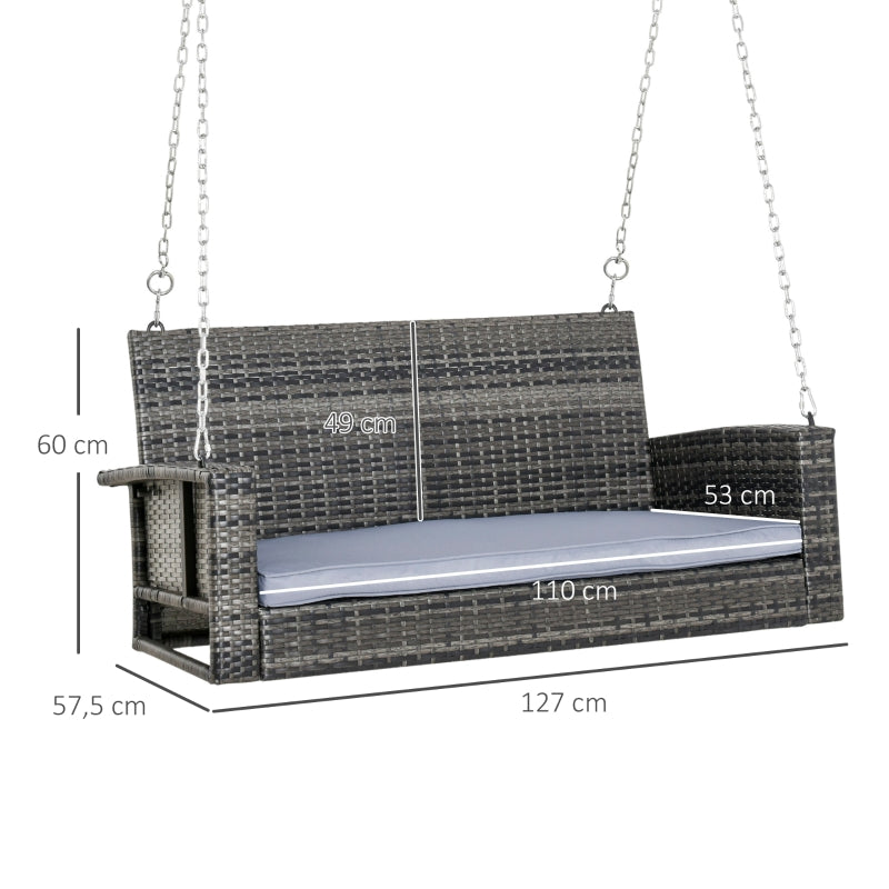 2-zits hangbank en schommelbank 127x58x60 cm – ontspanning voor tuin en terras