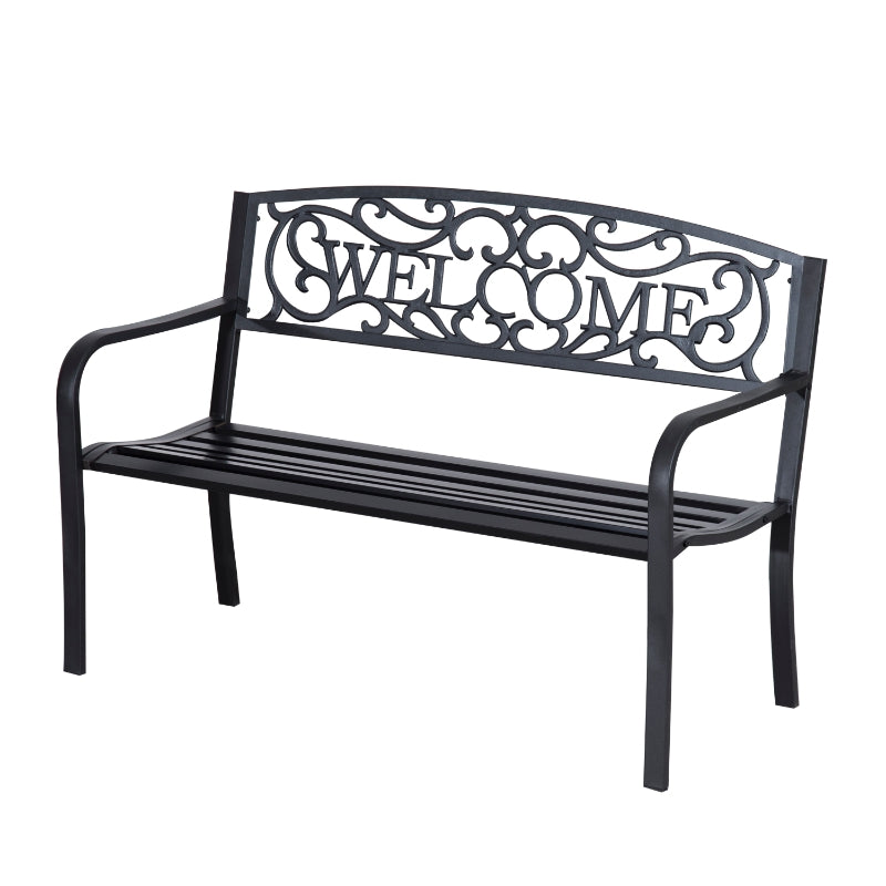 Tuinbank 2-zits zwart – waterdicht metaal en stevig ontwerp - 127x60x87cm