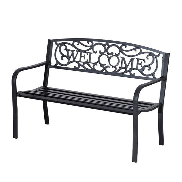 Tuinbank 2-zits zwart – waterdicht metaal en stevig ontwerp - 127x60x87cm