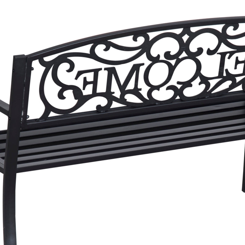 Tuinbank 2-zits zwart – waterdicht metaal en stevig ontwerp - 127x60x87cm