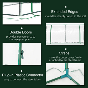Tunnelvormige L kweekkas groen – 200 x 100 x 80 cm broeikas met stevig frame, dubbele deuren en stevige PVC hoes