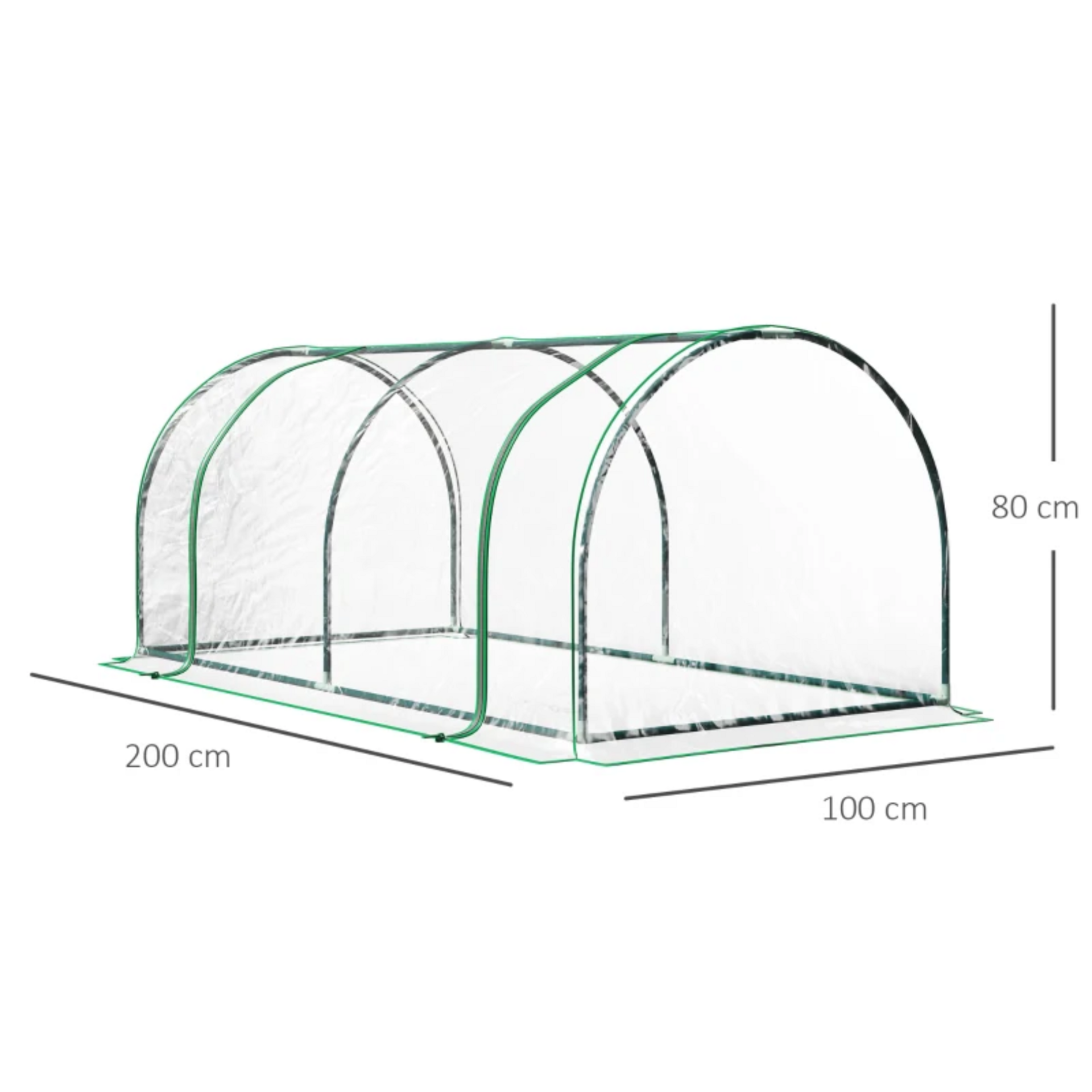 Tunnelvormige L kweekkas groen – 200 x 100 x 80 cm broeikas