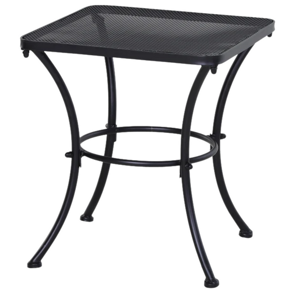 Zwarte metalen bijzettafel 45x45x52 cm – compact en modern voor tuin of balkon