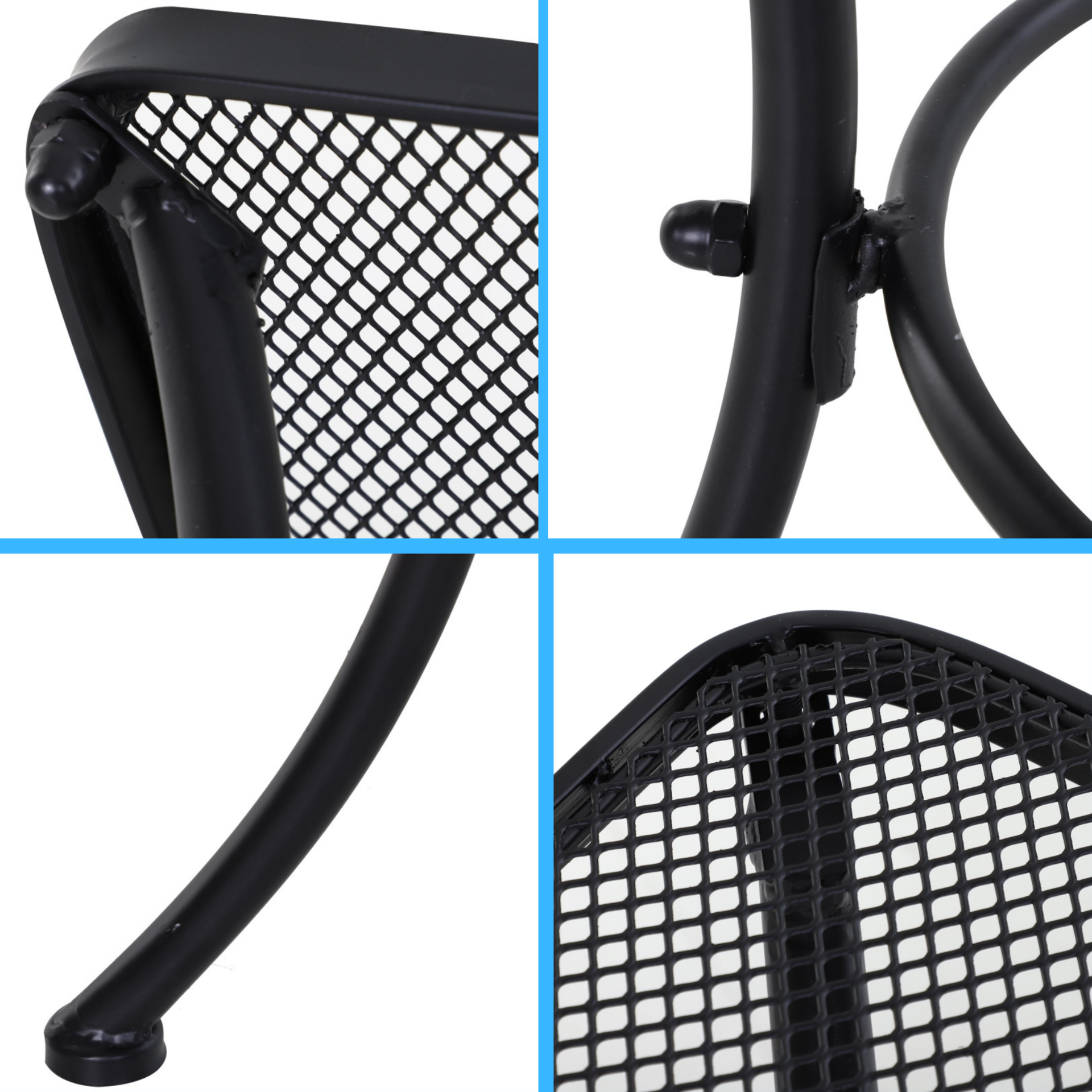 Zwarte metalen bijzettafel 45x45x52 cm – compact en modern voor tuin of balkon