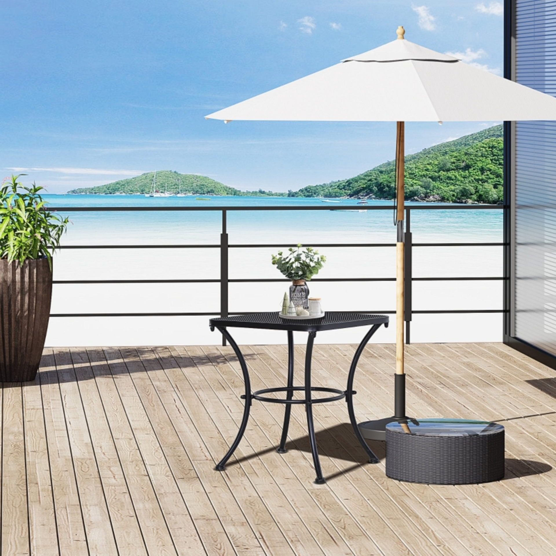 Zwarte metalen bijzettafel 45x45x52 cm – compact en modern voor tuin of balkon