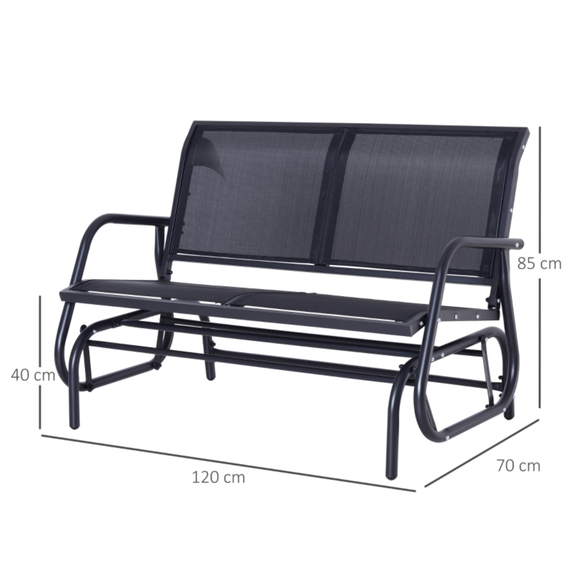 2-zits zwarte tuinbank en schommelbank – elegant en comfortabel voor buiten
