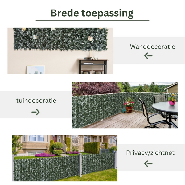 Kunsthaag klimop 300x100 cm – compact zichtbreeknet met natuurlijke look