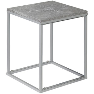 Zwarte tuintafel van metaal 45x45x50 cm – compacte en moderne bijzettafel met marmeren look voor binnen en buitengebruik