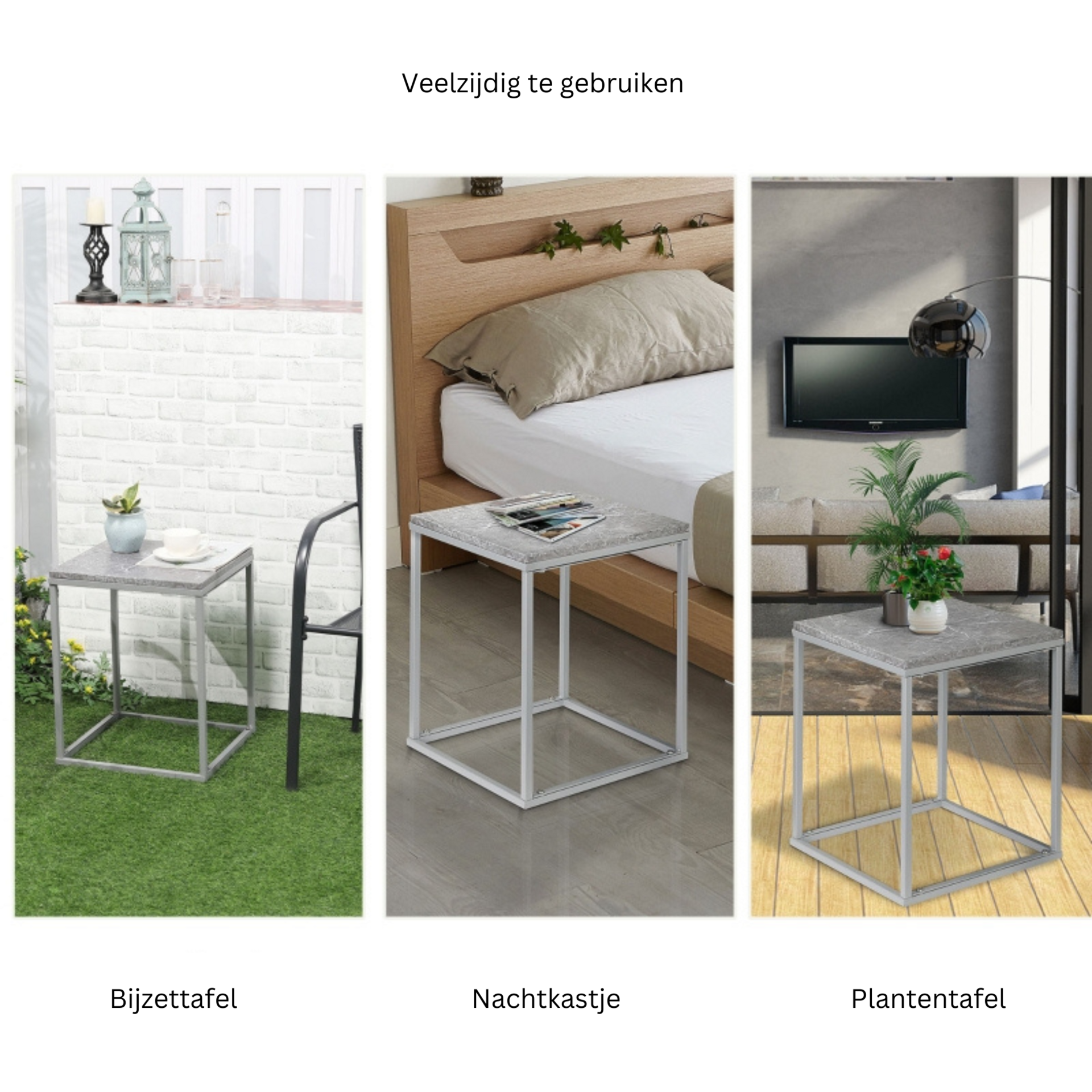 Zwarte tuintafel van metaal 45x45x50 cm – compacte en moderne bijzettafel voor buiten