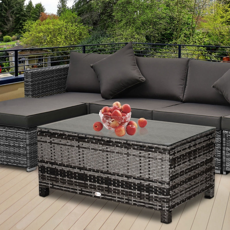 Grijze poly rotan bijzettafel 85x50x39 cm – stijlvolle en functionele tuintafel