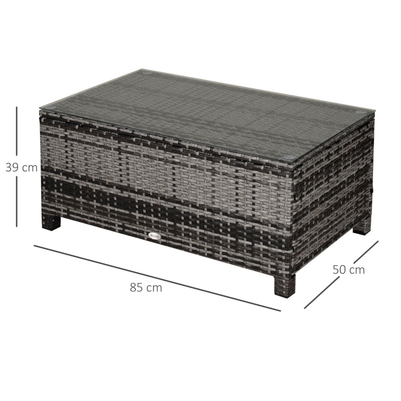 Grijze poly rotan bijzettafel 85x50x39 cm – stijlvolle en functionele tuintafel