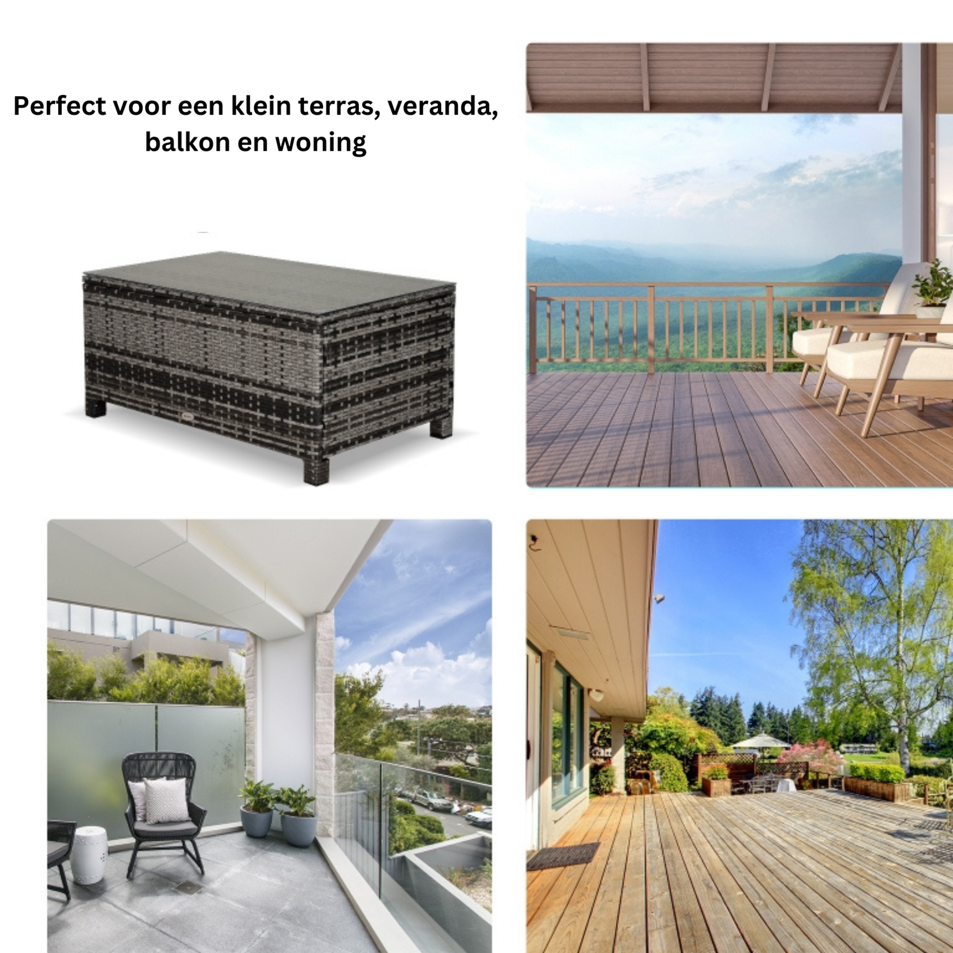 Grijze poly rotan bijzettafel 85x50x39 cm – stijlvolle en functionele tuintafel