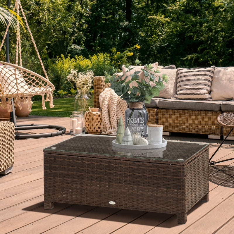 Bruine bijzettafel van poly rotan 85x50x39 cm – elegant en weerbestendig voor buiten