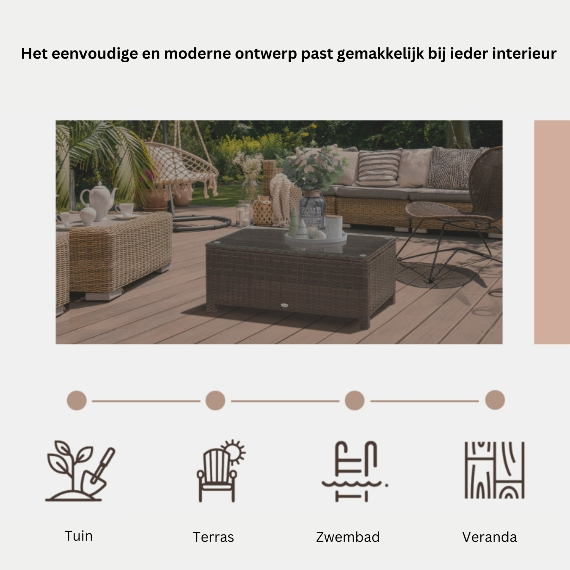 Bruine bijzettafel van poly rotan 85x50x39 cm – elegant en weerbestendig voor buiten