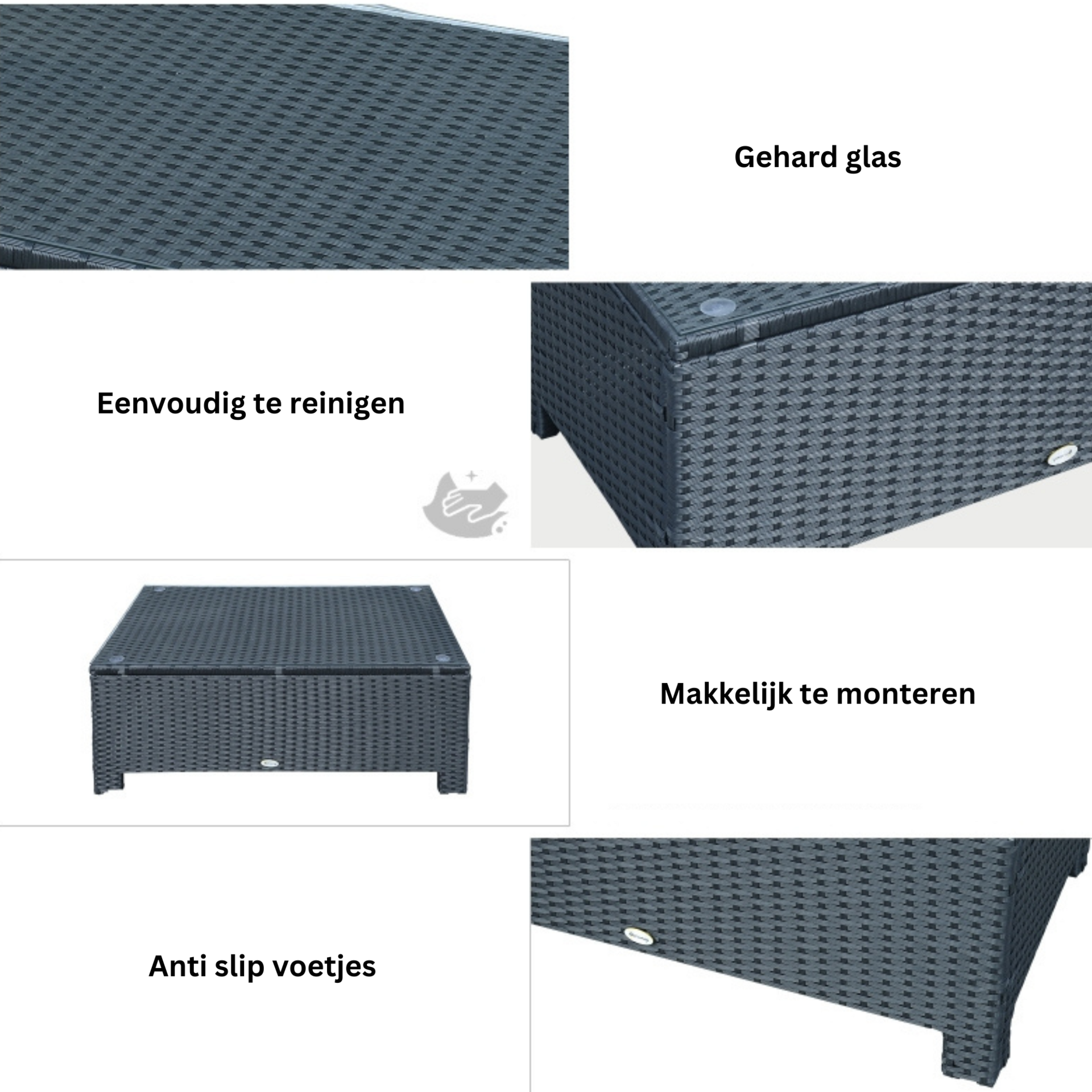 Grijze metalen bijzettafel 45x45x50 cm – compacte en stijlvolle tuintafel