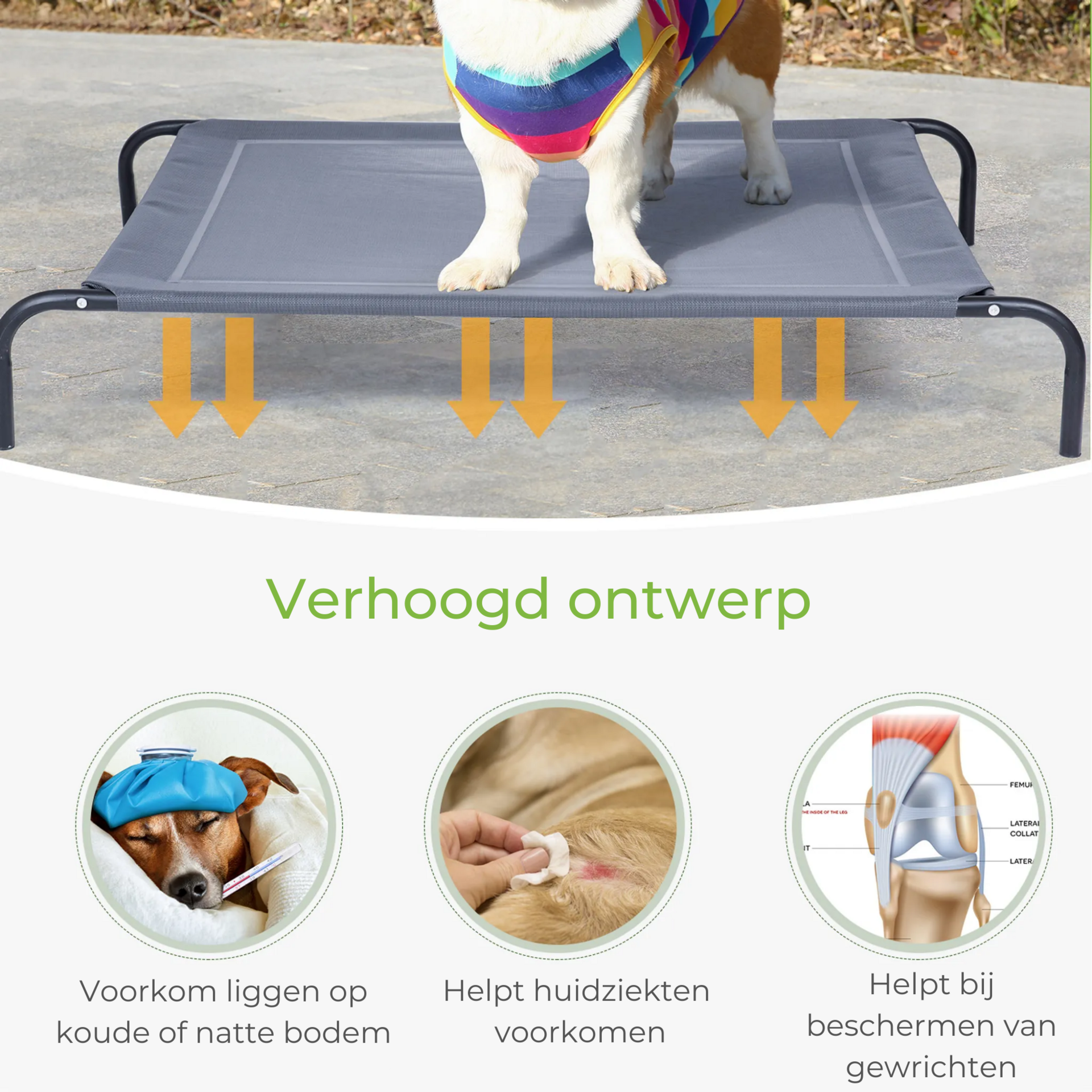 Comfortabel honden ligbed xl 110x68 cm met stevig frame en ademend doek