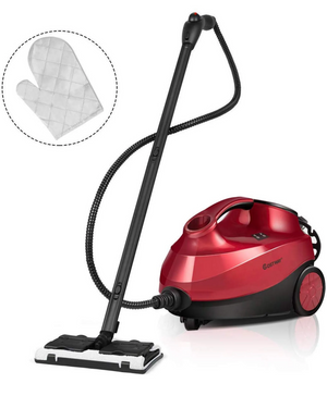Stoomreiniger & Kledingstomer 2000W met 19 accessoires inclusief stoomvlakmop en handschoen voor eenvoudig reinigen.