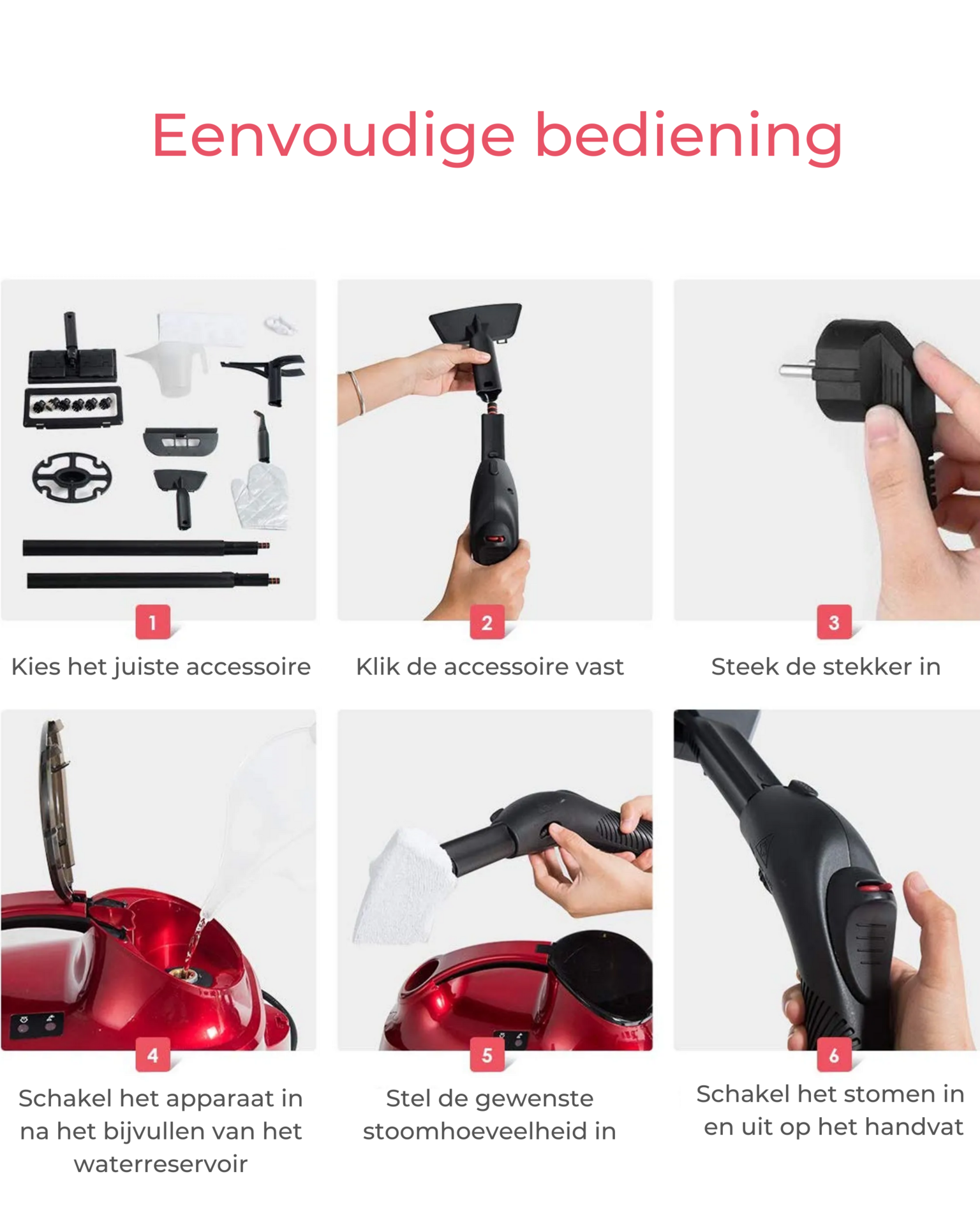 Stoomreiniger & Kledingstomer 2000W met 19 accessoires